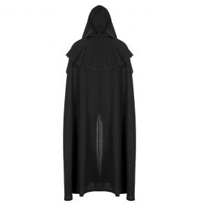 Longue Cape Gothique Médiévale 'Xavier' Noire