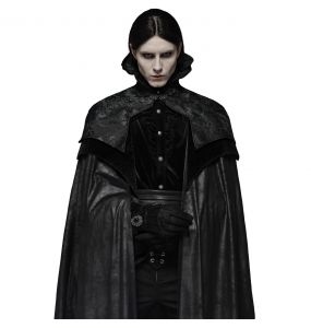 Long Manteau Cape Gothique Victorien 'Illuminati' Noir