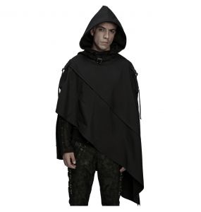 Black 'Lucius' Waterproof Asymmetrical Cloak