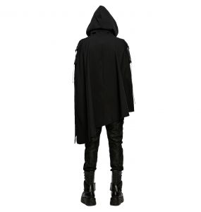 Black 'Lucius' Waterproof Asymmetrical Cloak