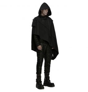 Black 'Lucius' Waterproof Asymmetrical Cloak