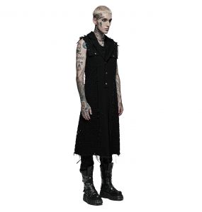 Black 'Punk Old Medium' Length Vest