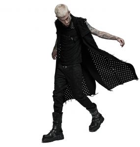 Black 'Punk Old Medium' Length Vest