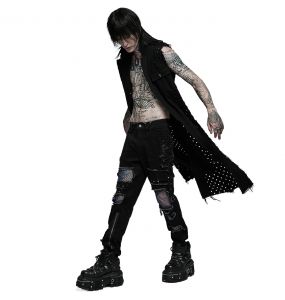 Black 'Punk Old Medium' Length Vest