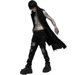 Black 'Punk Old Medium' Length Vest