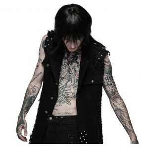 Black 'Punk Old Medium' Length Vest
