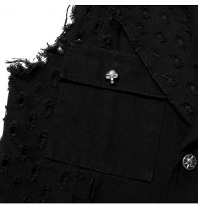 Black 'Punk Old Medium' Length Vest