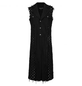 Black 'Punk Old Medium' Length Vest