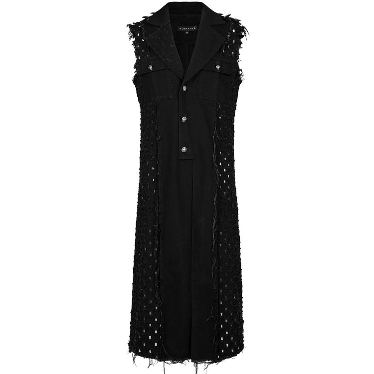 Black 'Punk Old Medium' Length Vest