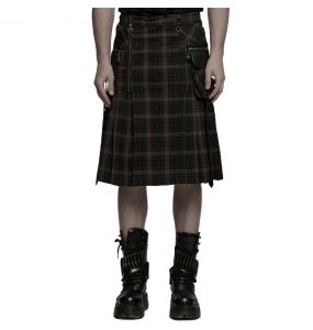 Kilt 'Bersek' en Tartan à Carreaux Marrons et Noirs