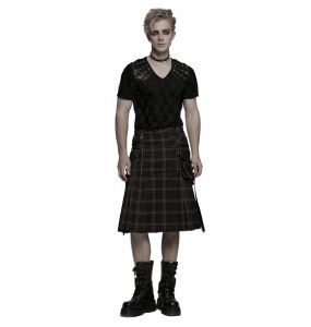Kilt 'Bersek' en Tartan à Carreaux Marrons et Noirs