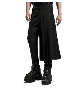 Black 'Grimbald' Male's Asymmetric Mid-Skirt Kilt