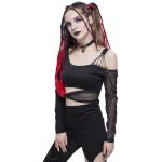 Black 'Pestilentia' Assymetrical Long Sleeves Top