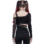 Black 'Pestilentia' Assymetrical Long Sleeves Top