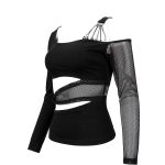 Haut Manches Longues Asymétrique 'Pestilentia' Noir