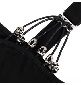 Black 'Pestilentia' Assymetrical Long Sleeves Top