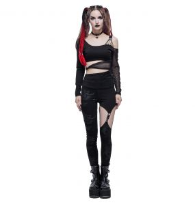 Black 'Pestilentia' Asymmetric Leggings