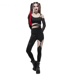 Black 'Pestilentia' Asymmetric Leggings