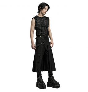 Mi-Jupe Kilt Asymétrique 'Grimbald' Noire