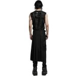 Black 'Grimbald' Male's Asymmetric Mid-Skirt Kilt