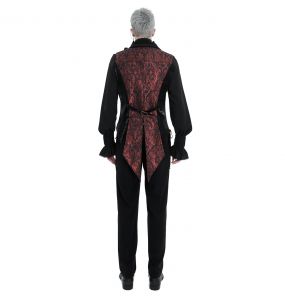 Black and Burgundy 'Edgar' Tailcoat