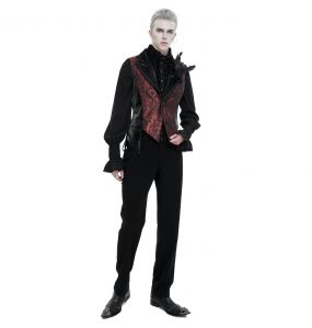 Gilet Queue de Pie 'Edgar' Noir et Bordeaux