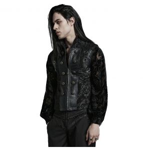 Gilet Gothique 'Arius' Jacquard Noir