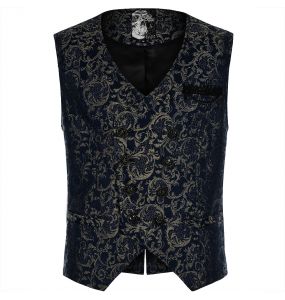 Gilet 'Lycidas' en Jacquard Bleu