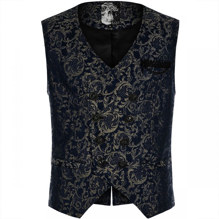 Blue Jacquard 'Lycidas' Waistcoat