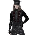Gilet 'Silvanus' en Brocart Noir et Velours Bordeaux