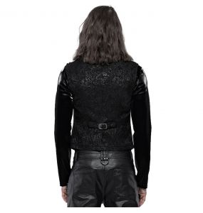 Gilet 'Silvanus' en Brocart Noir et Velours Bordeaux
