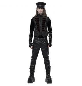 Gilet 'Silvanus' en Brocart Noir et Velours Bordeaux