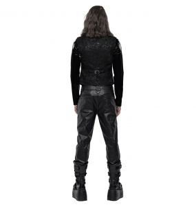 Gilet 'Silvanus' en Brocart Noir et Velours Bordeaux
