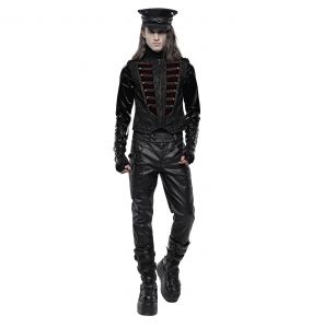 Gilet 'Silvanus' en Brocart Noir et Velours Bordeaux