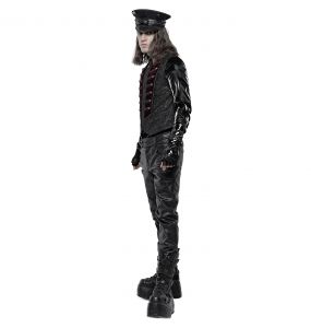 Gilet 'Silvanus' en Brocart Noir et Velours Bordeaux
