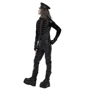 Gilet 'Silvanus' en Brocart Noir et Velours Bordeaux