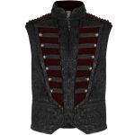 Gilet 'Silvanus' en Brocart Noir et Velours Bordeaux