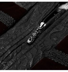 Gilet 'Silvanus' en Brocart Noir et Velours Bordeaux