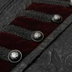 Gilet 'Silvanus' en Brocart Noir et Velours Bordeaux