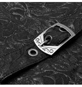 Gilet 'Silvanus' en Brocart Noir et Velours Bordeaux