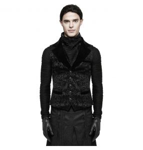Gilet Victorien 'Gothic Regent' en Brocart Noir