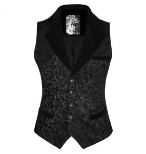 Gilet Victorien 'Gothic Regent' en Brocart Noir