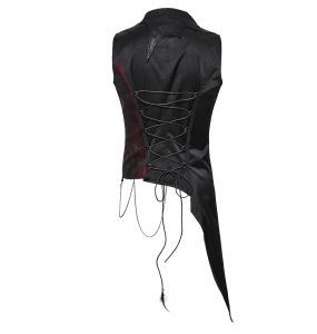 Black and Red 'Vittamar' Asymmetric Males Waistcoat