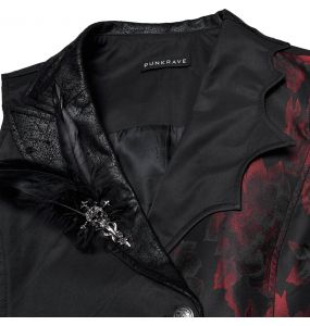 Black and Red 'Vittamar' Asymmetric Males Waistcoat