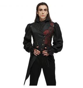 Black and Red 'Vittamar' Asymmetric Males Waistcoat