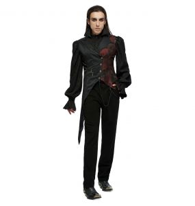 Black and Red 'Vittamar' Asymmetric Males Waistcoat