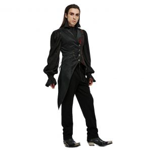Black and Red 'Vittamar' Asymmetric Males Waistcoat