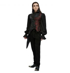 Black and Red 'Vittamar' Asymmetric Males Waistcoat