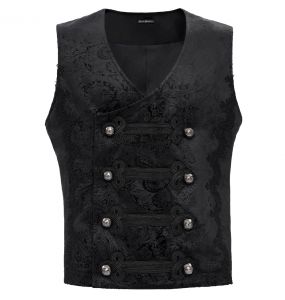 Gilet Gothique Victorien 'Dante' en Velours Noir