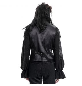 Gilet Gothique Victorien 'Dante' en Velours Noir